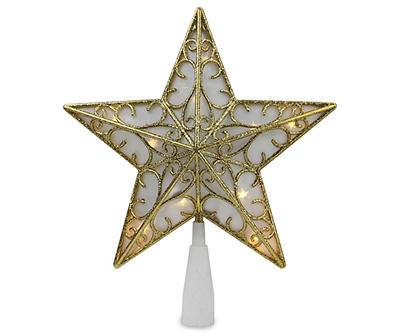 Gold Glitter Star LED Tree Topper