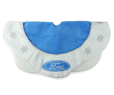 21.5" Blue and White Ford Scalloped Mini Christmas Tree Skirt