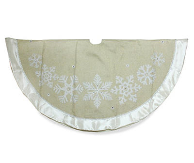 48" Gold and Silver Snowflake Christmas Tree Skirt with Border