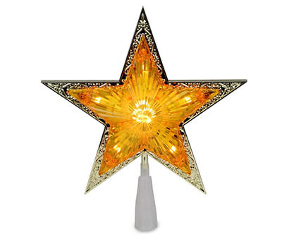 Gold & Amber Crystal Star Light-Up Tree Topper