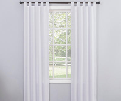 Durham White Semi-Sheer Textured Tab Top Curtain Panel, (63