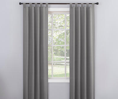 Durham Gray Semi-Sheer Textured Tab Top Curtain Panel, (84