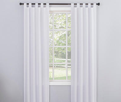Durham White Semi-Sheer Textured Tab Top Curtain Panel, (84
