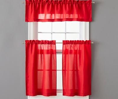 Red Marla Valance & Tier 3-Piece Curtain Set