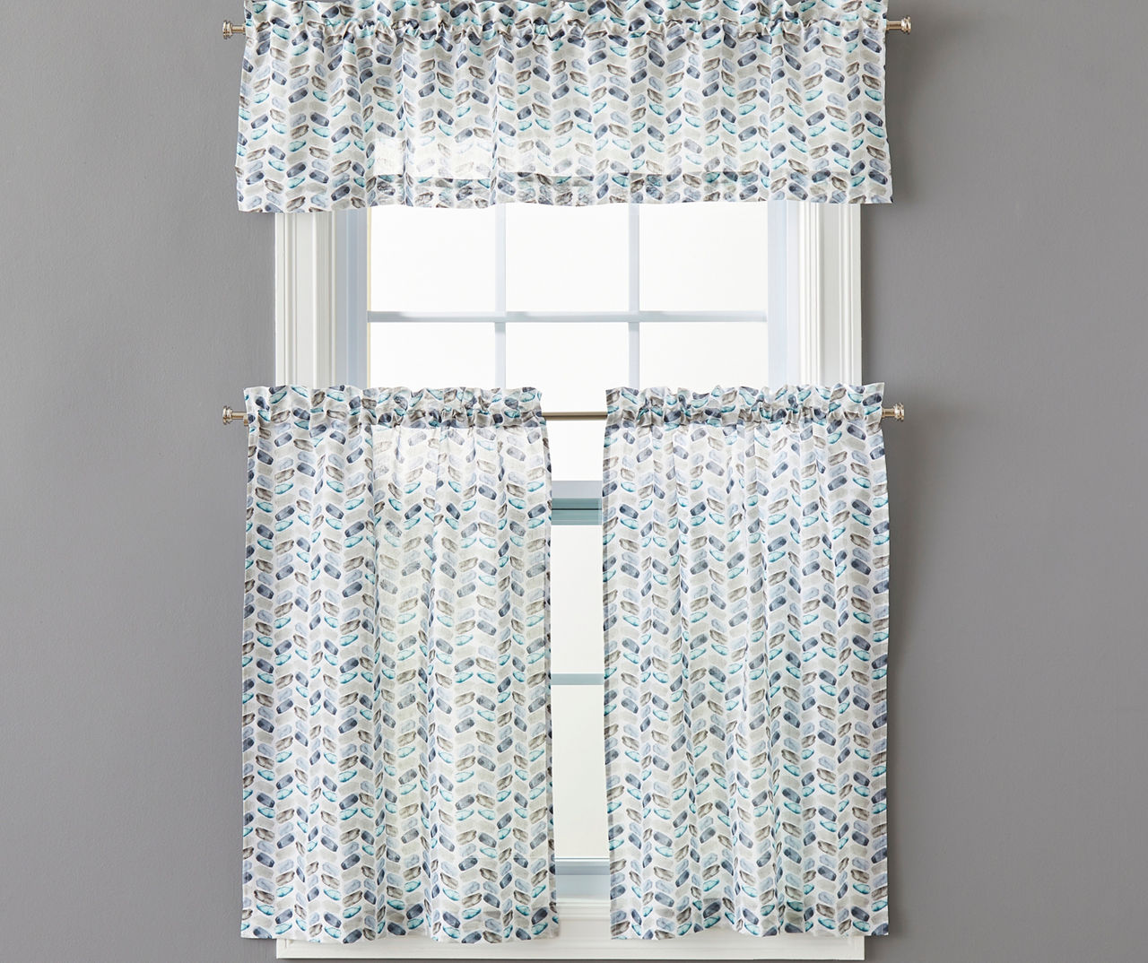 Blue Kitchen Curtains and Valances Set 3 Piece Kitchen Curtains