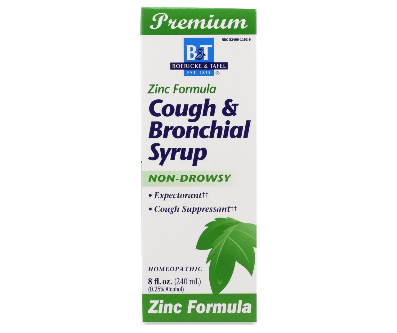 Boericke And Tafel Cough And Bronchial Syrup With Zinc, 8 Fl Oz Box