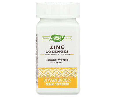Zinc Lozenges Natural Berry, 60 Loz Bottle