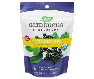 Sambucus Mint Flavored Zinc Lozenges, 24 Ct Pouch