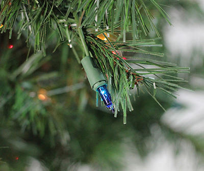 7' Woodland Alpine Slim Artificial Christmas Tree with Multi-Color Lights