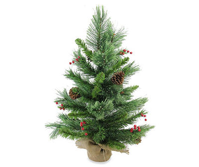 24" Mixed Cashmere & Berry Unlit Artificial Christmas Tree Urn