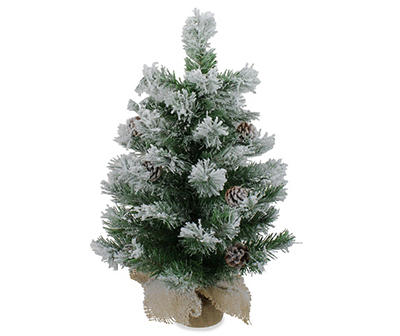 24" Flocked Burlap Tabletop Artificial Christmas Tree