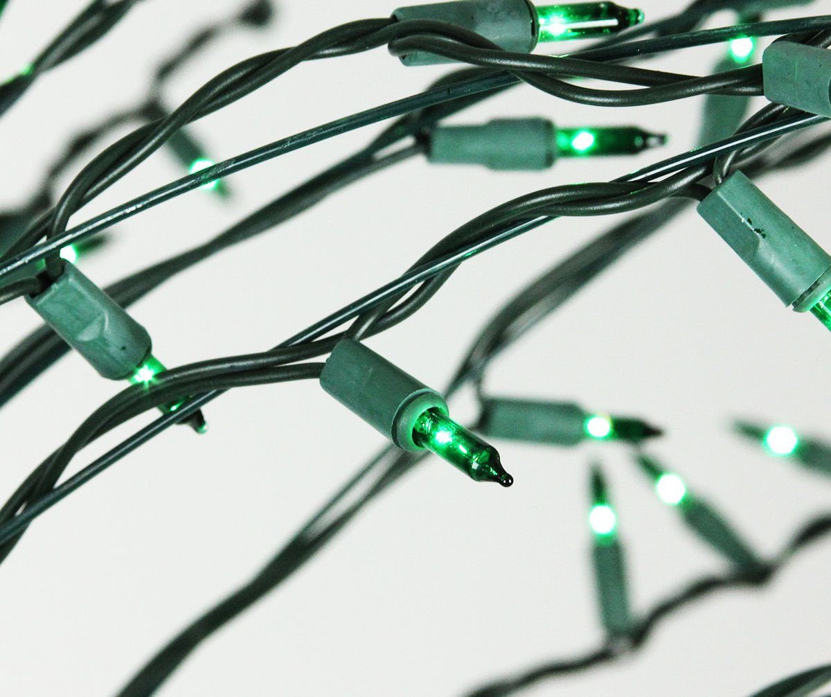 9' Black Cascading Twig Pre-Lit Artificial Christmas Tree with Green Lights