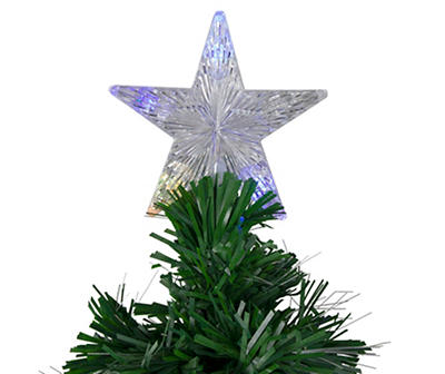 4' Pre-lit Potted Medium Pine Color Changing Star Artificial Christmas Tree - Multi-Color Fiber Optic LED Lights