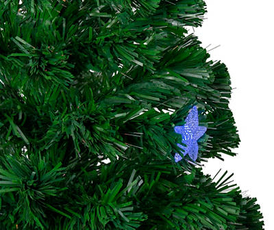 4' Pre-lit Potted Medium Pine Color Changing Star Artificial Christmas Tree - Multi-Color Fiber Optic LED Lights