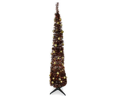 6' Brown Pop-Up Pre-Lit Artificial Christmas Tree with Clear Lights