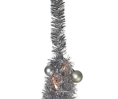 6' Silver Snowflake Pencil Pop-Up Pre-Lit Artificial Christmas Tree with Clear Lights