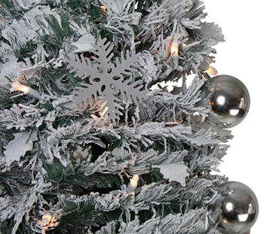 6' Silver Tinsel Pop-Up Pre-Lit Artificial Christmas Tree with Clear Lights