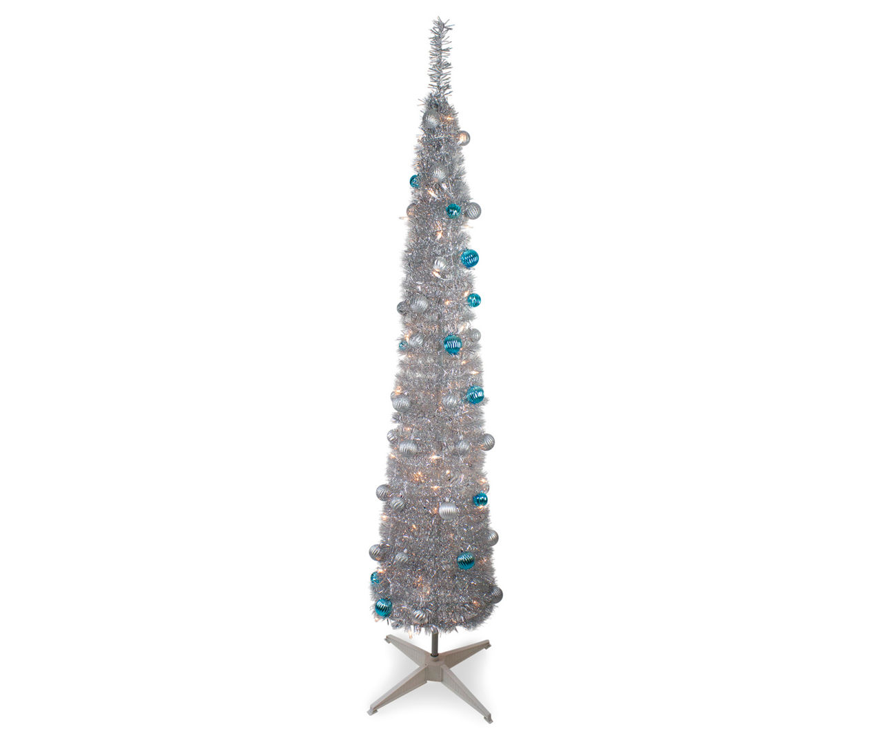 Northlight 6' Silver Pencil Pop-Up Pre-Lit Artificial Christmas Tree Clear Lights | Big Lots