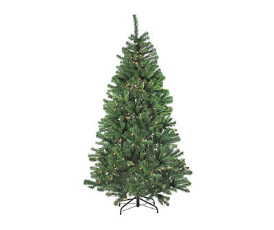 Spruce 4-Piece Pre-Lit Artificial Christmas Tree, Garland & Wreath Set