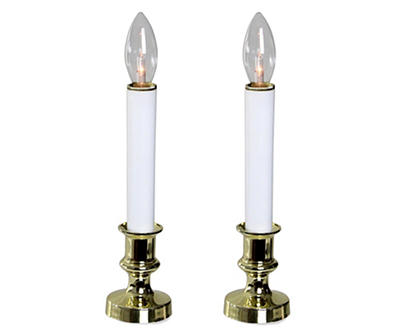 White & Gold Holiday Candle Lamps, 2-Pack