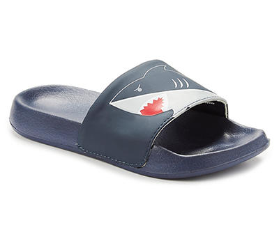 Boys' Navy Shark Slide Sandals