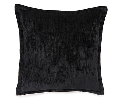 Black Chenille Throw Pillow with Flanged Edges