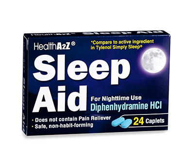 Sleep Aid 25mg Diphenhydramine HCI Caplets, 24-Count