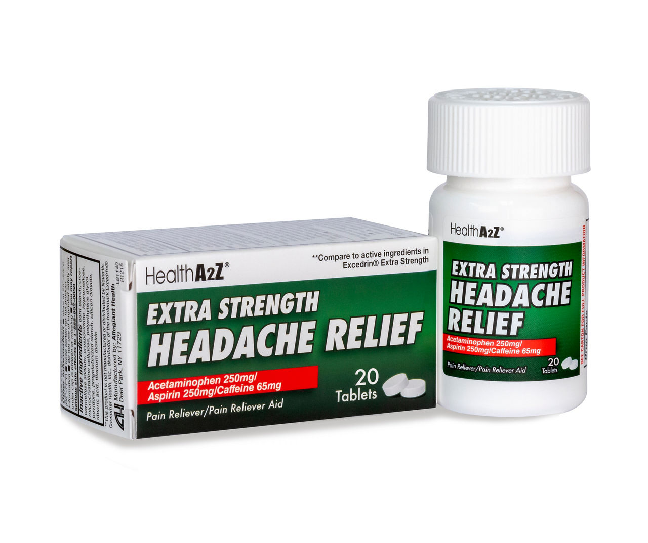 Health A2Z Extra Strength Headache Relief 250mg Acetaminophen Tablets, 20Count Big Lots