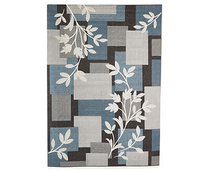 Gray & Turquoise Geo Floral Accent Rug, (30