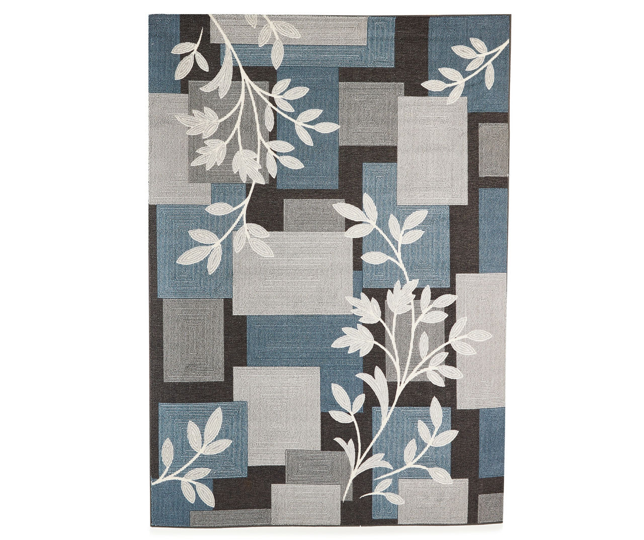 Gray & Turquoise Geo Floral Accent Rug, (30" x 46")
