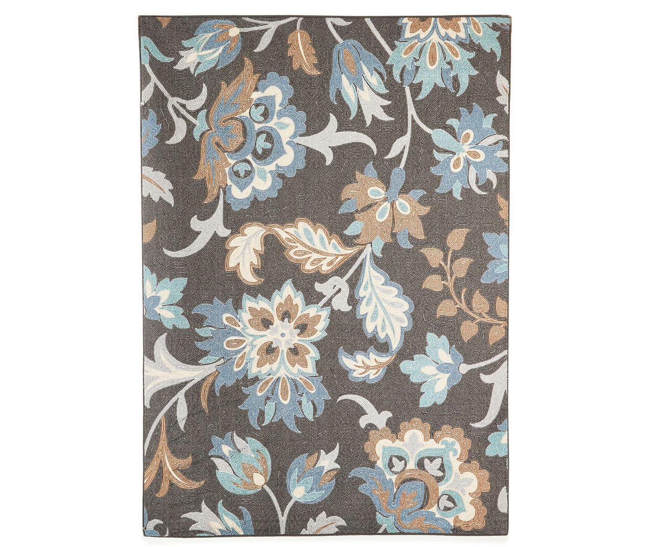 Real Living Gray, Aqua Blue & Brown Jacobean Area Rug, (5'x7') Big Lots