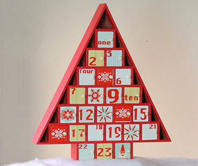 14" Red and White Christmas Tree Advent Calendar Decoration