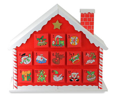 Red & White House with Chimney Advent Calendar Storage Box