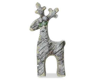 Rustic Gray Glittered Reindeer Tabletop Decor
