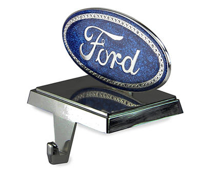 Blue & Silver Glittered Ford Logo Stocking Holder