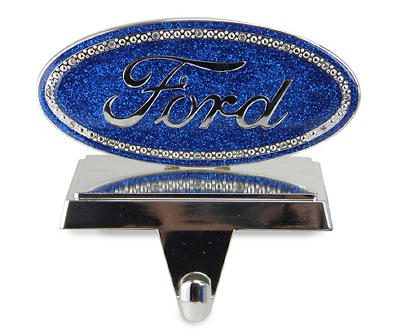 Blue & Silver Glittered Ford Logo Stocking Holder