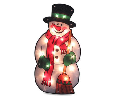 Snowman with Broom Light-Up Window Silhouette
