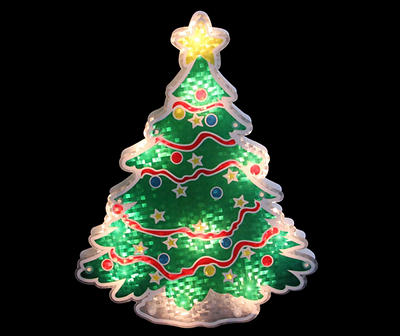 Holographic Christmas Tree Light-Up Window Silhouette