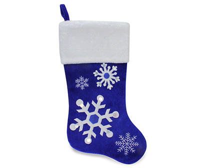 Blue & White Snowflake Velveteen Stocking