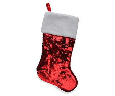 Red & Silver Reversible Sequined Stocking