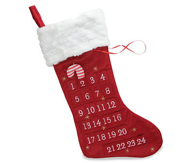 Red & White Advent Calendar Stocking