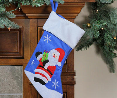 Blue & White Waving Santa Claus Stocking