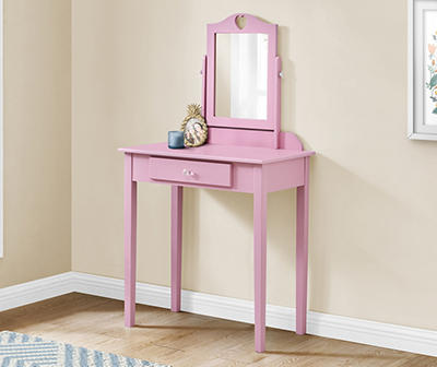 Pink Vanity Table with Mirror