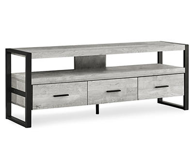TV STAND 60"L GRY RECLAIMED WOOD 3 DRWR