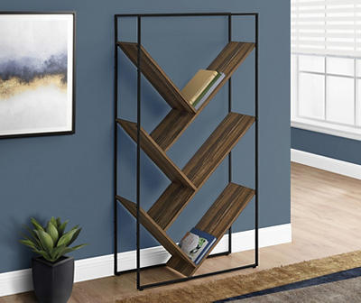 Brown 5-Shelf Slanted Bookcase