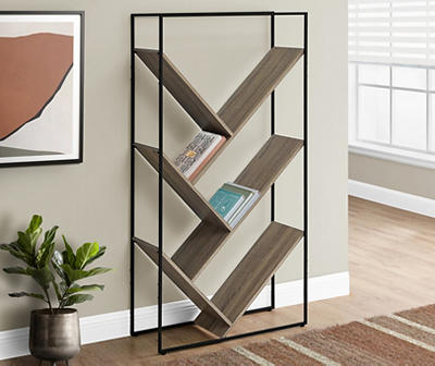 Dark Taupe 5-Shelf Slanted Bookcase