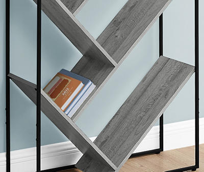 Gray 5-Shelf Slanted Bookcase