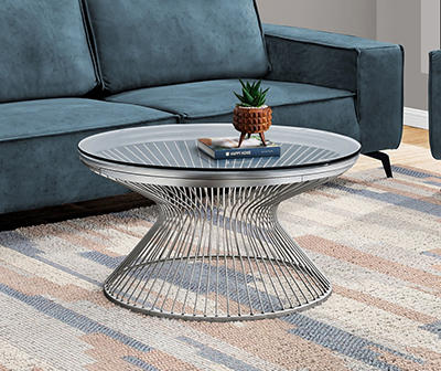 COFFEE TABLE - 36" STAINLESS STEEL GLASS
