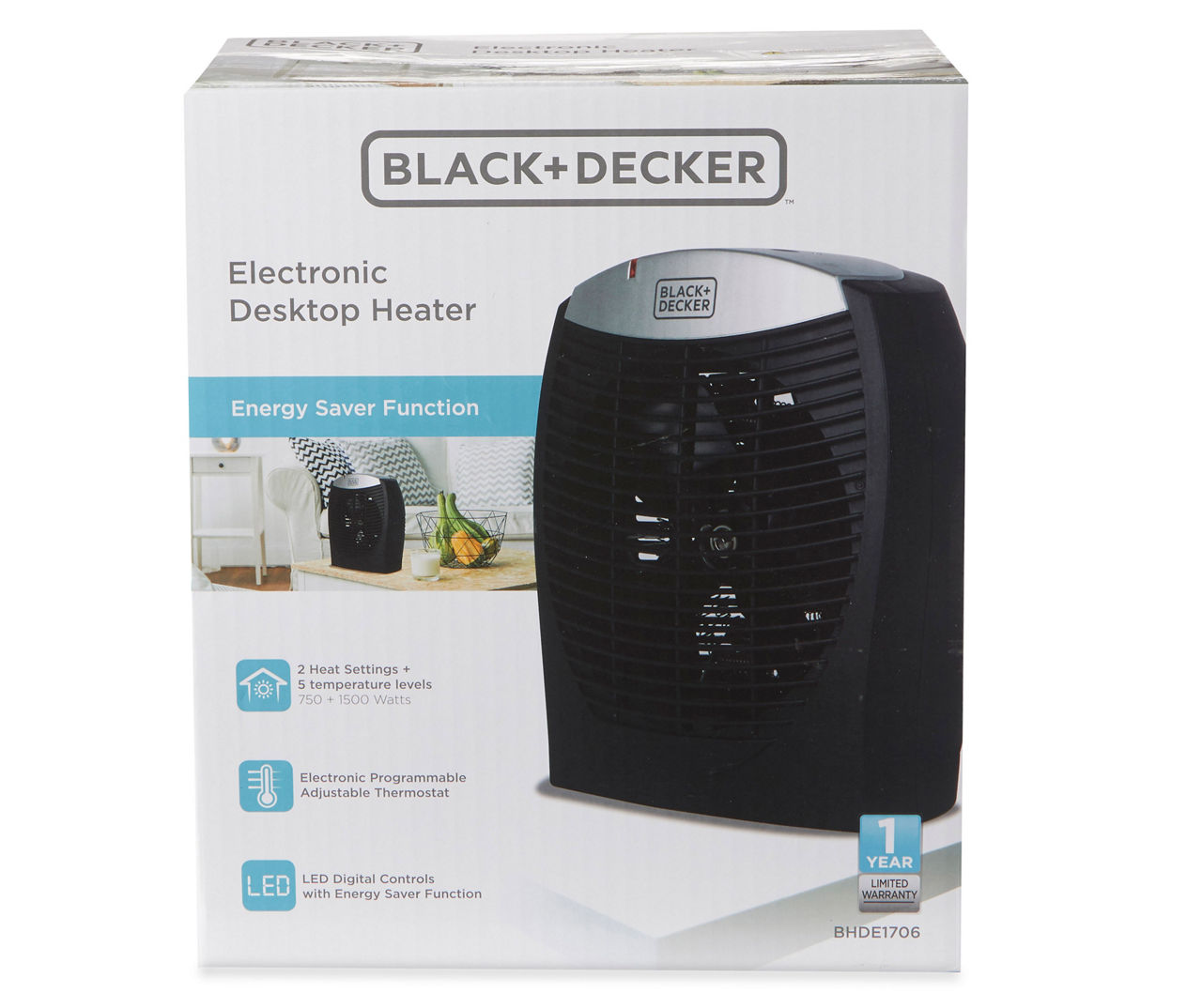 Black+decker Electronic Heater/Fan Black