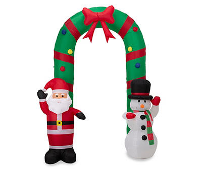 8' Inflatable LED Santa & Snowman Arch